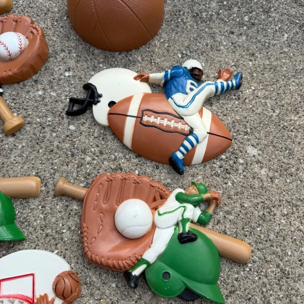 70s/80s Vintage Burwood Homco Sports Wall Decor 3D USA Made Plastic 13 Pieces